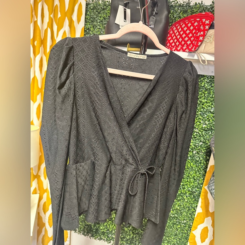 Active USA Elegant Black Knit Top